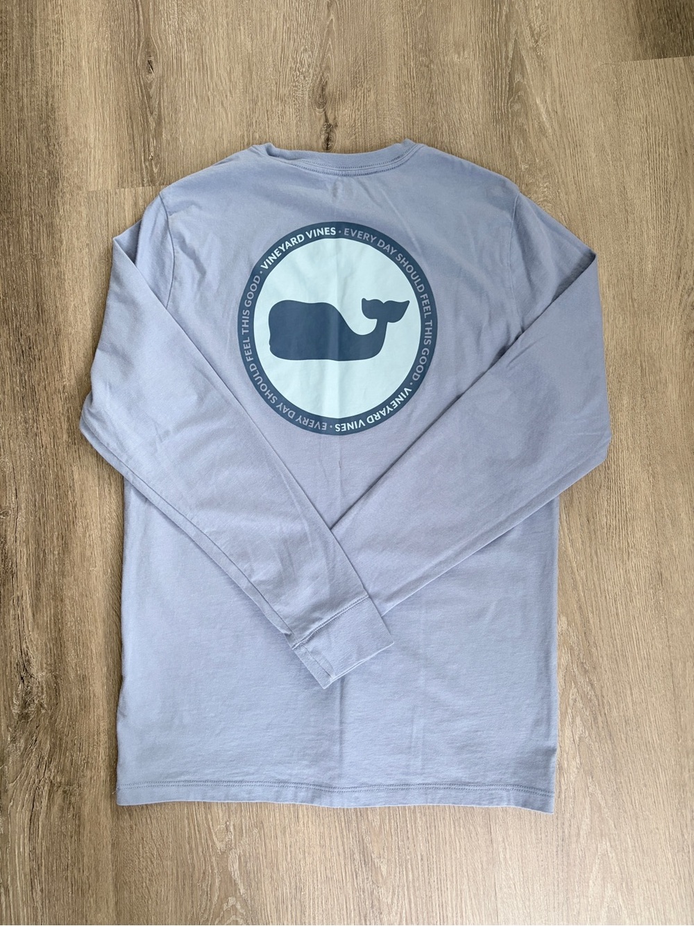Vineyard Vines Boy's Long-Sleeve Logo Tee - Blue with Navy Whale